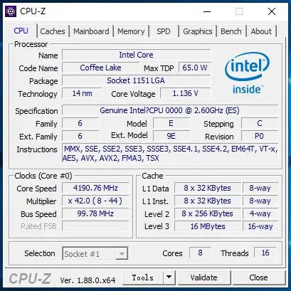 Процессор Intel Core i9-9900 es i9 9900 es QQBZ 2,6 ГГц Восьмиядерный процессор с шестью резьбой L2 = 2 м L3 = 16 м 65 Вт LGA 1151