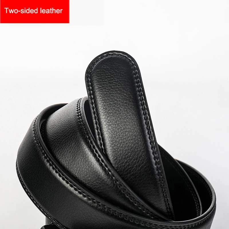 Мужской кожаный ремень роскошный черный из натуральной кожи высокое качество