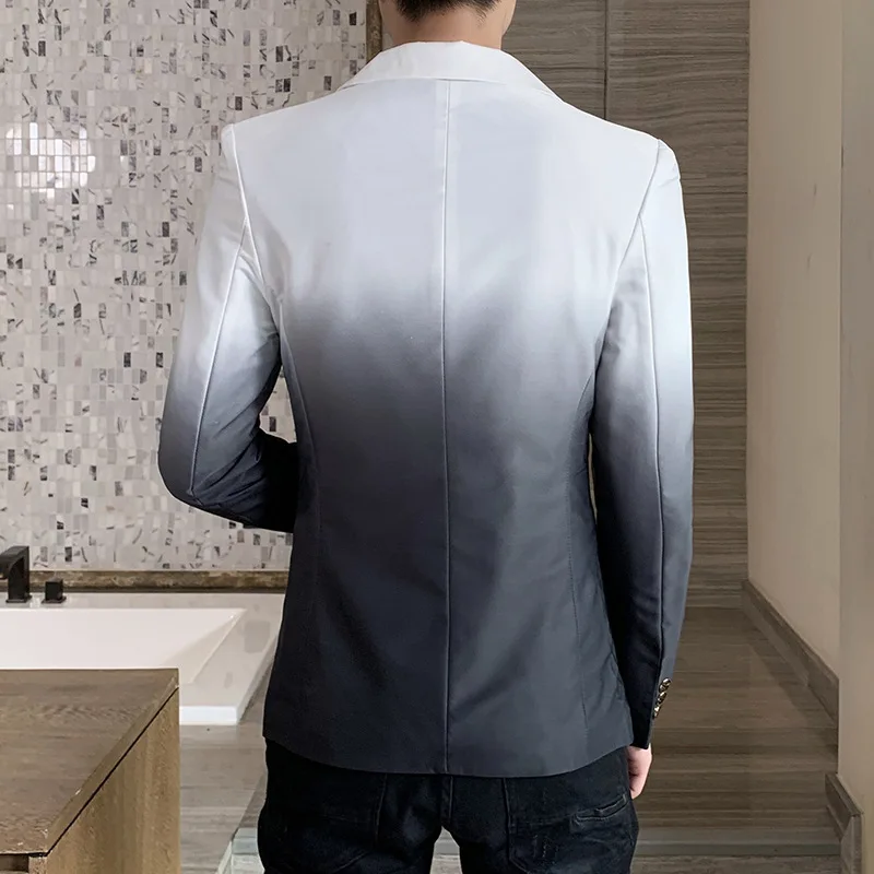 

New Men's Blazer Fashion Spring Summer Clothing Male Suit Jacket Gradient Color Casual Slim Fit Fancy Party Singer Blazzer Coat