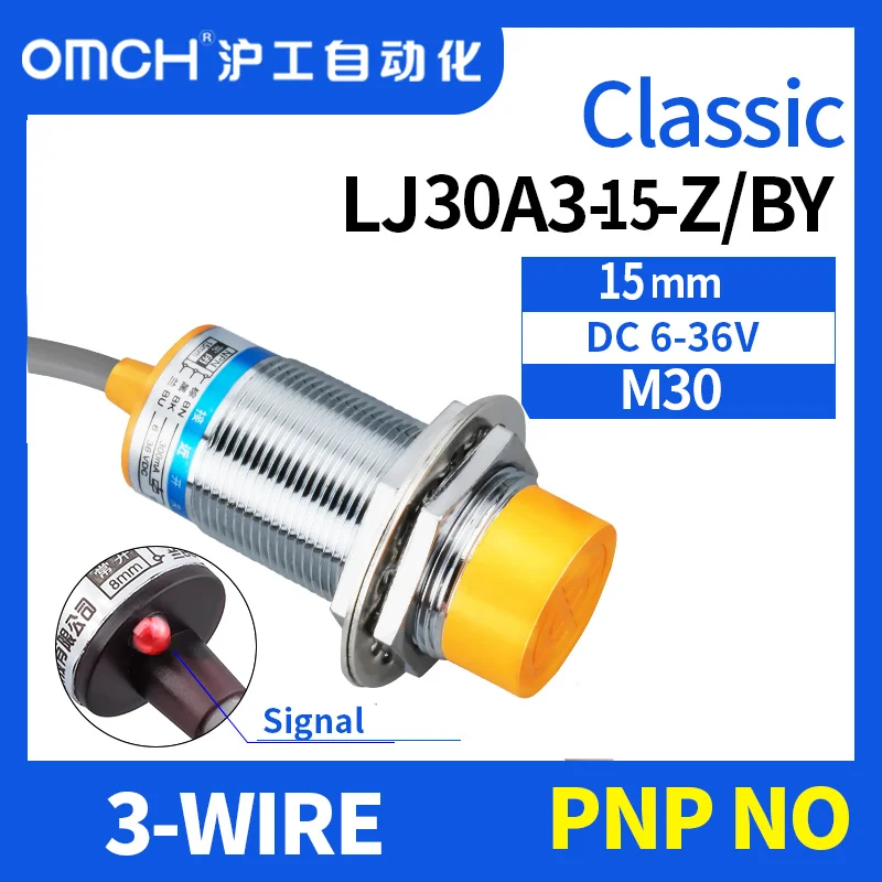 

OMCH M30 LJ30A315-Z/BY non-flush metal inductive proximity switch sensor switch 3-WIRE PNP NO detection range 15mm