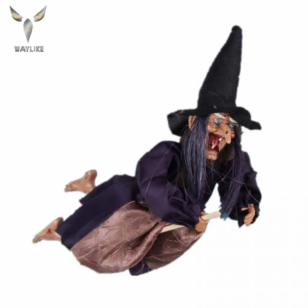 

WAYLIKE Halloween Props Ktv Haunted House Bar Night Decorations Horror Ghost Toys Voice Controlled Witch Little Hanging Ghost