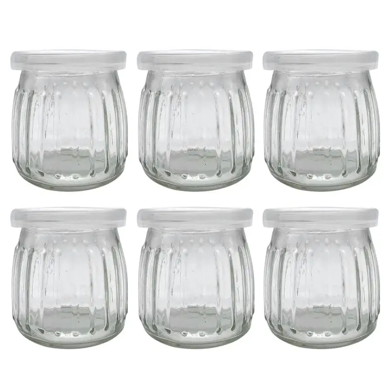 

6pcs Yogurt Cups Kitchen Storage Jars Transparent Glass Cup Yogurt Cup Pudding Milk Cup For Home Kitchen Storage Bottle(150ml)