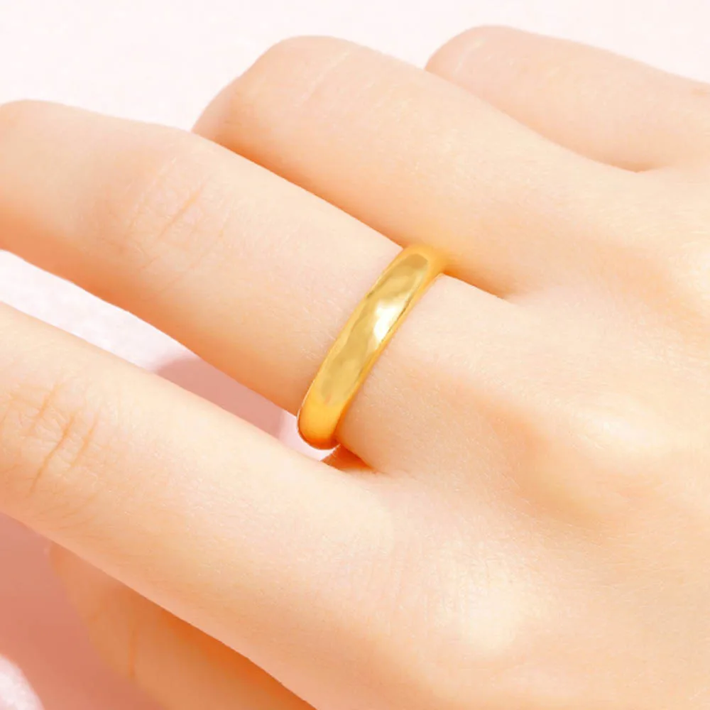 

Simple smooth couple rings for women men 24K Gold fashion korean finger Ring never change color friendship Jewelry Accessories