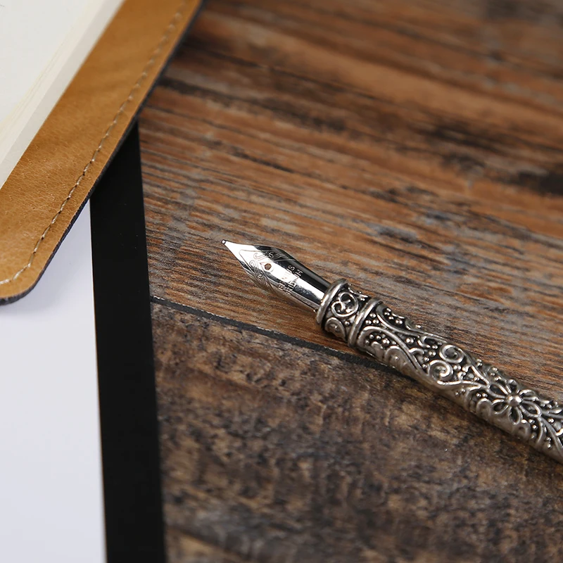 

1set Retro Vintage Calligraphy Feather Dip Pen Writing Ink Set Stationery Quill Fountain Pens Creative Vintage Pen