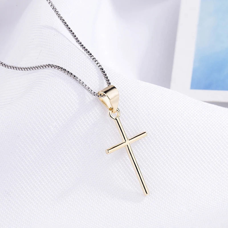 Классическое колье с крестом, модное простое женское ожерелье на ключицу, прекрасные аксессуары для вечеринок и очаровательные женские украшения.