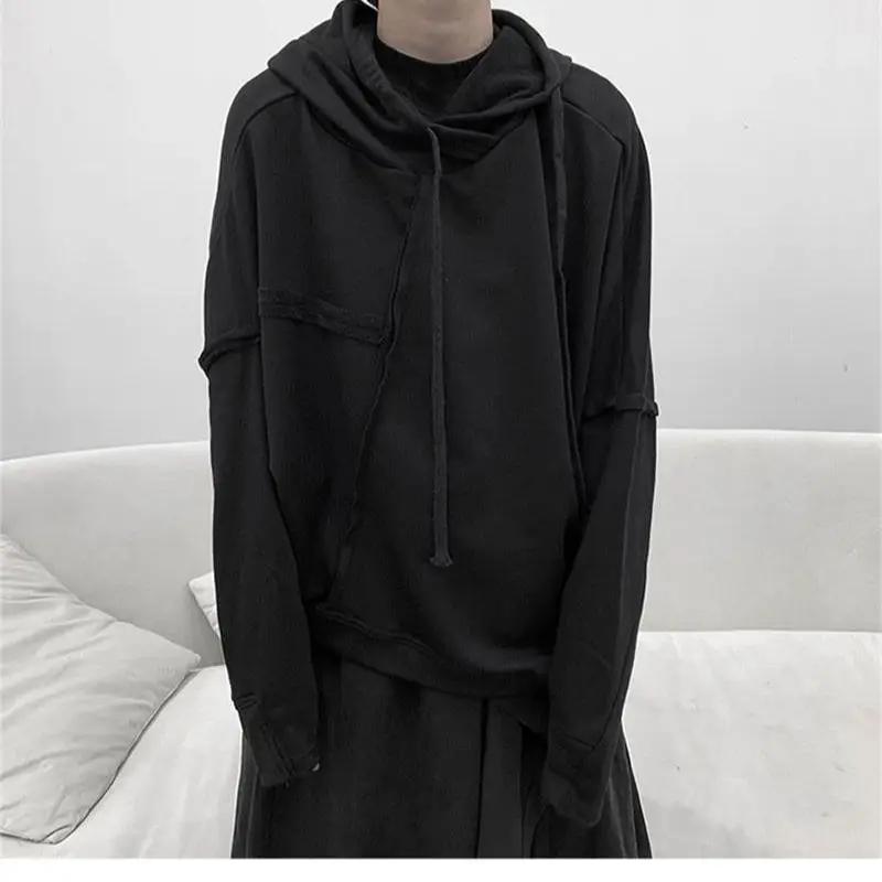 Ladies Long Sleeve Hoodie Autumn New Dark Irregular Splice Design Loose Casual Youth Fashion Trend Versatile Pullover