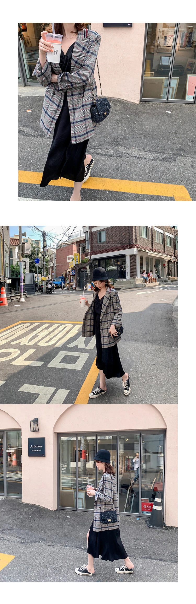 Women Winter Autumn Plaid Suit Jacket Female Coat Fashion Clothing Slim Blazer
