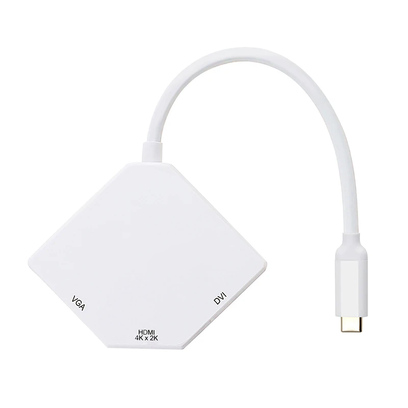 USB-C to HDMI VGA DVI Multiport Adapter Type-C 4K 3-in-1 Multifunction Cable Converter SGA998 | Электроника