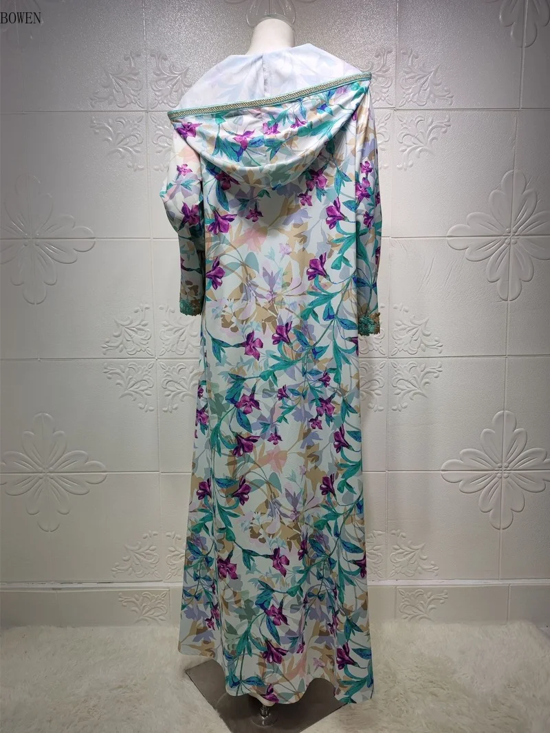 Ramadan Eid Jalabiat Hooded Hijab Dress for Women 2021 Moroccan Caftan Dubai Jalabiya Arabic Middle East Islamic Clothing Green