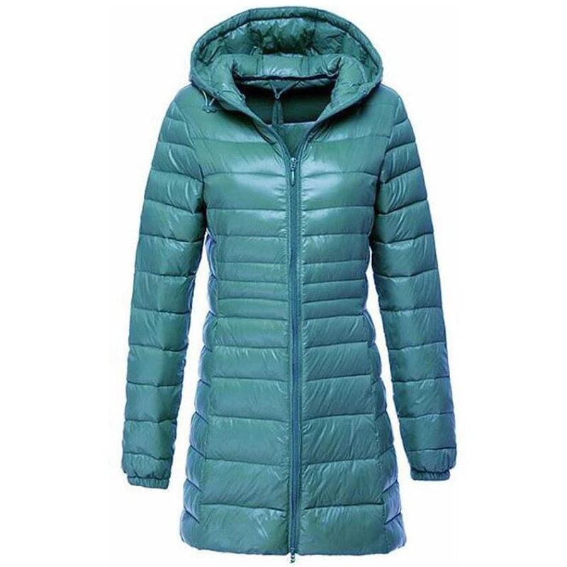 

S-7XL Women Long Down Jackets Ultra Light Hooded Duck Down Coat Portable Puffy Winter Coat for Women Windproof Down Parkas