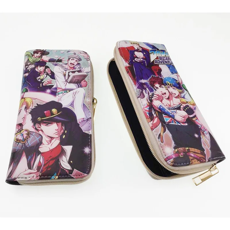 Различные JOJO невероятное приключение мужские кожаные кошельки длинный кошелек на молнии, держатель для карт монета Подарочный мешок для подростков Аниме Бумажник - Цвет: 004