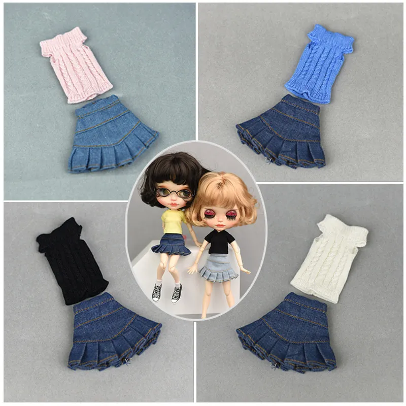 Модная кукольная одежда для Blyth кукольный свитер рубашка + юбка комплект куклы Licca