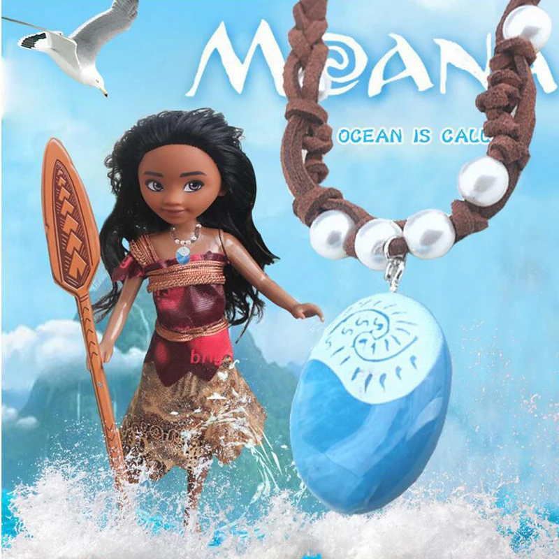 Принцесса Моана Ожерелье косплей подвески синий камень ожерелье Moana для девушек