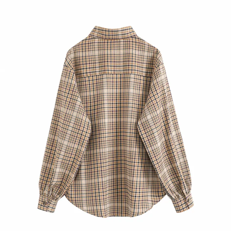 

Oversized plaid lapel button shirt spring autumn new style Korean Vintage design niche shirt long-sleeved loose casual shirt top