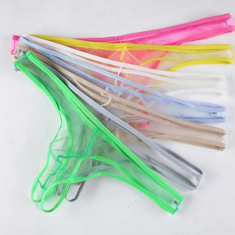 Стринги мужские прозрачные сетчатые с заниженной талией пикантное нижнее белье