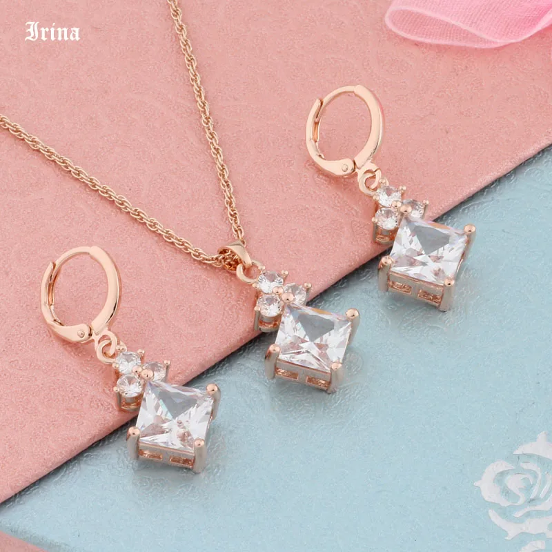 Комплект из колье и серёг под розовое золото 585 пробы|Ювелирные наборы| |