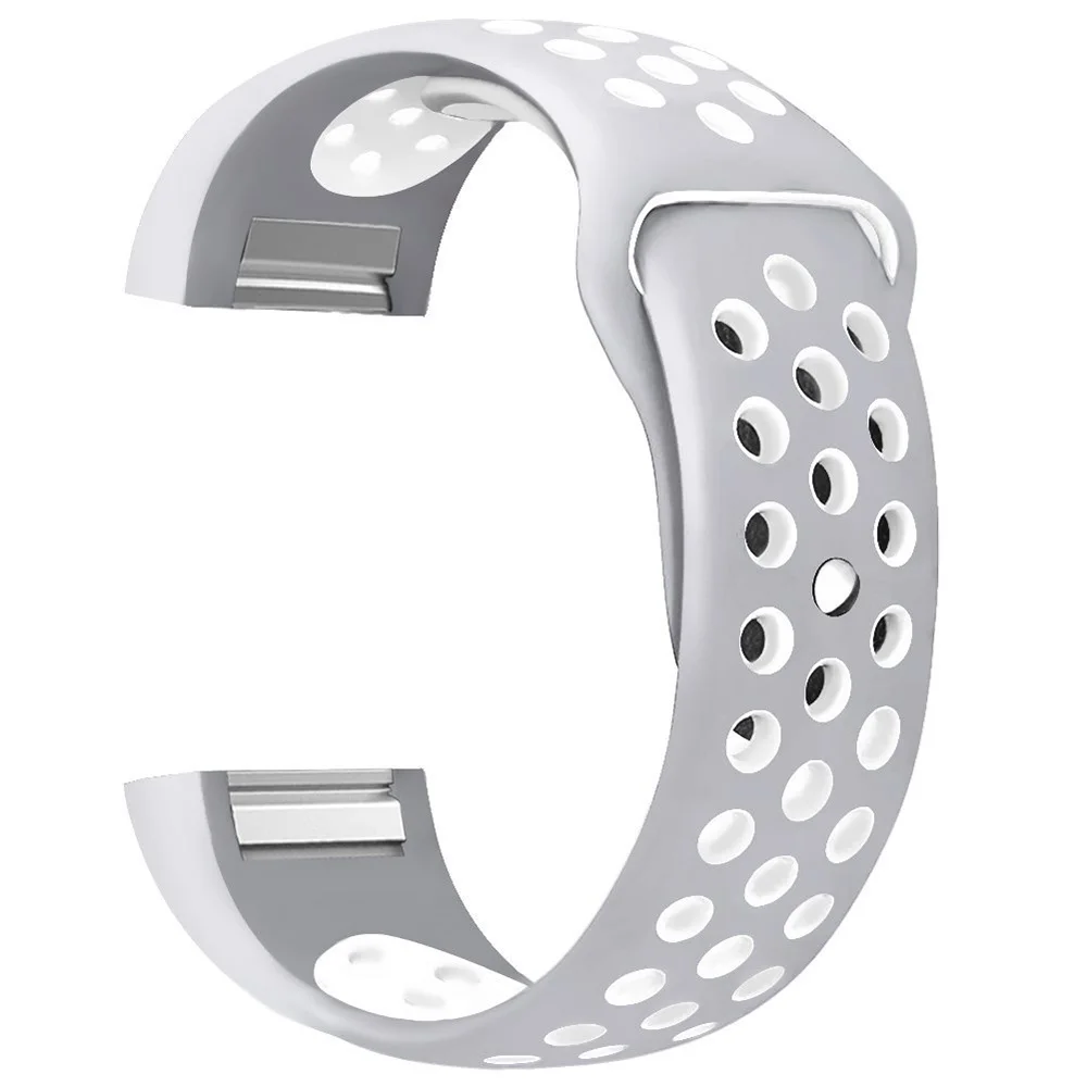 Grey white Oulucci ремешок для часов Fit bit Charge 2 для спорта на открытом воздухе силиконовый сменный для Fit bit Charge 3 браслет ремешок для часов - Цвет: Grey white