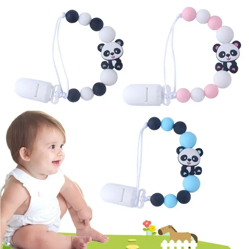 

Cute Baby Pacifier Chain Silicone Cartoon Panda Infants Newborn DIY Nipple Clip
