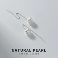 baifuming s925 sterling silver inlaid natural freshwater pearl shell temperament wild womens silver earrings