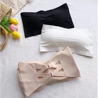 bralette womens 2021 ice silk strapless beauty back invisible underwear detachable tube crop top