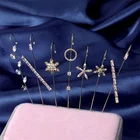 Серьги-гвоздики женские в богемном стиле, свадебные ювелирные украшения с подвесками на гусеничном крючке, с кристаллами и молнией, с цирконием, ювелирные изделия
