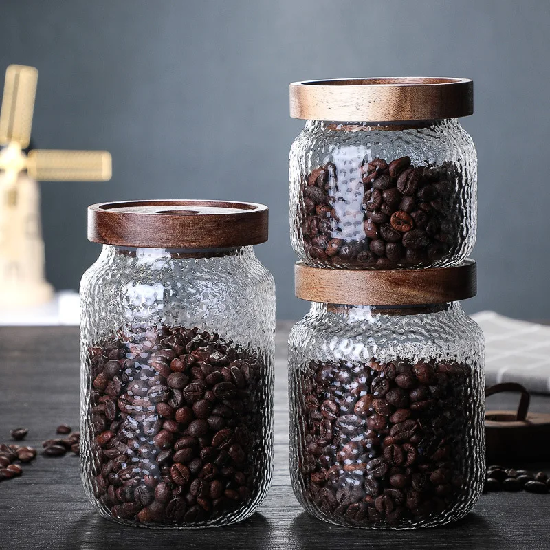 

New Coffee Beans Grains Glass Bottle Kitchen Storage Glass Jars for Spices Sugar Sealed Tea Candy Cans Food Container Organizer