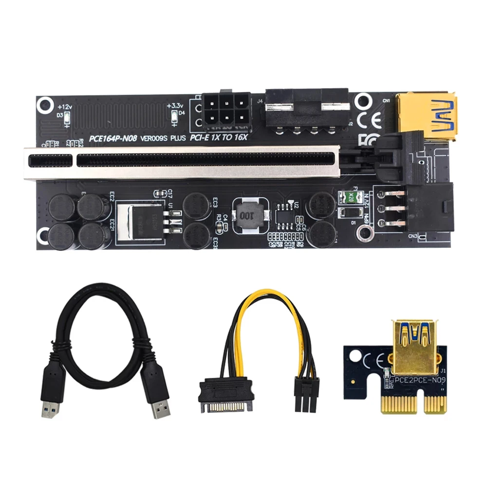 

PCIE Riser Card 1x To 16x GPU Riser Express Kits With USB 3.0 Extension Cable 6Pin SATA Cable For Mining PCIE Riser