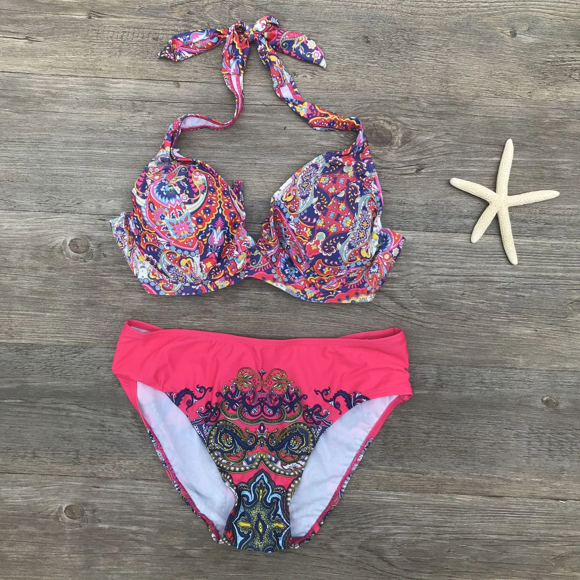 

Xl-5xl 2-color high waist bikini Russian large swimsuit 175