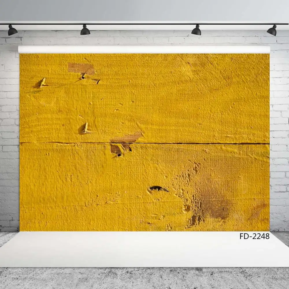 Виниловый фон для студийной фотосъемки с изображением желтых старых деревянных