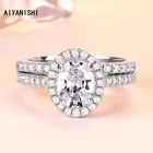 Женский комплект обручальных колец AIYANISHI, комплект из кольца из серебра 925 пробы с овальным ореолом, обручальные кольца, ювелирные украшения