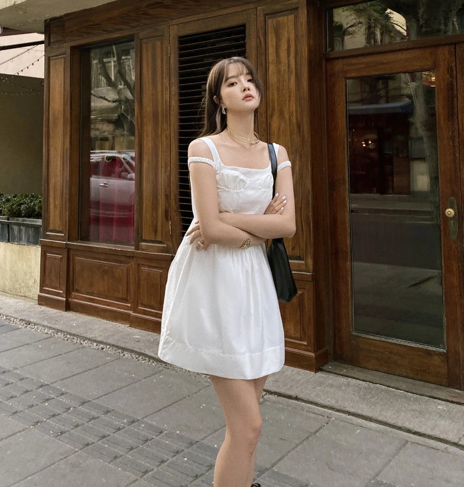 Корейское модное женское мини-платье из двух частей на бретельках | Женская