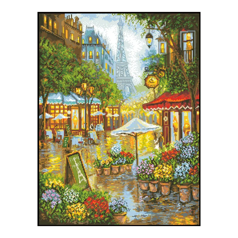 

Цветочные уличные узоры, наборы для вышивки крестиком, распечатанная ткань, вышивка, рукоделие 11 14CT, ручная работа, ремесла, домашний декор, ...