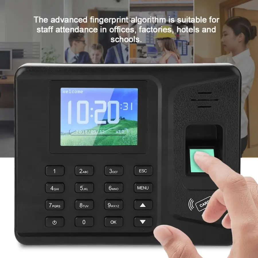 2 8 &quotTFT отпечаток пальца рекордер посещаемости Часы Время карты машина |