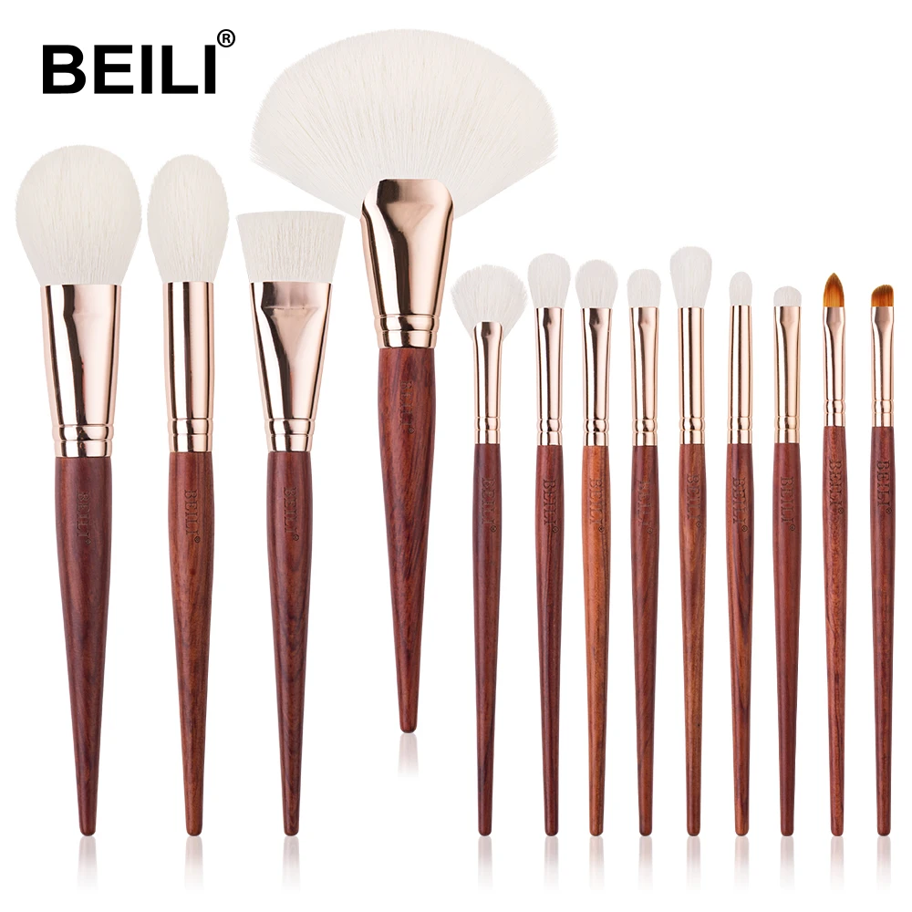 Набор профессиональных кистей для макияжа из красного дерева BEILI тени век румяна