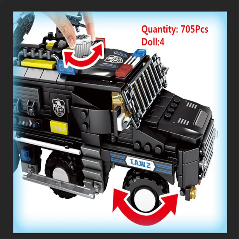 

City Blocks SWAT armored car explosion-proof Armored Vehicles Comprehensive Building Blocks Toys For Children Gifts Toy