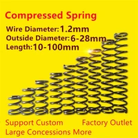 10pcs wire dia 1 2mm 65mn cylidrical coil compression micro small spring return pressure compressed spring steel length 10 100mm