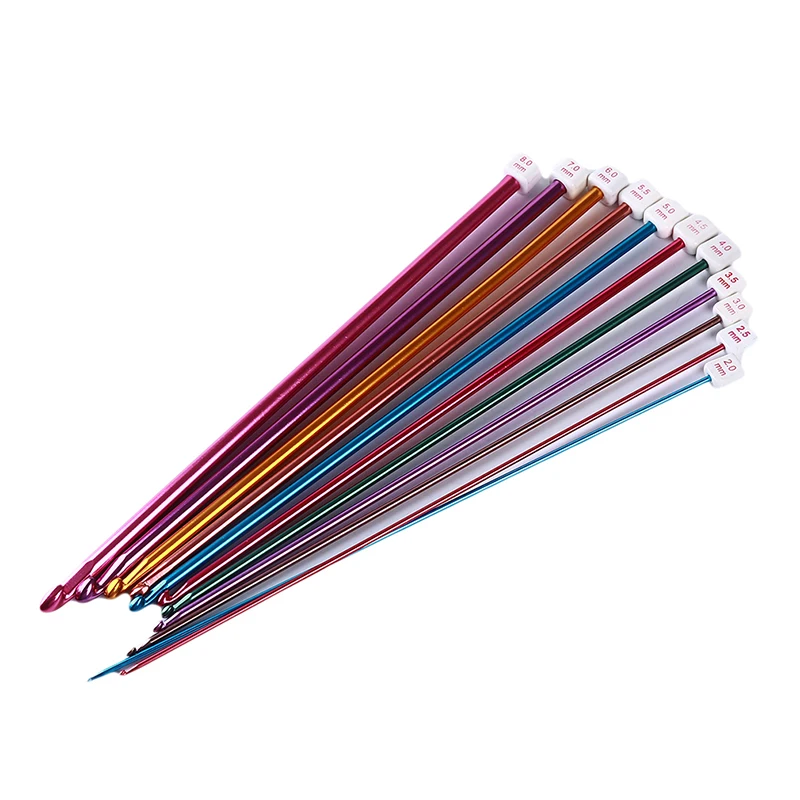 

Iron Crochet Hooks 11 Pack Diverse Size Assorted Color Tunisian Afghan Aluminum Knitting Needles Set