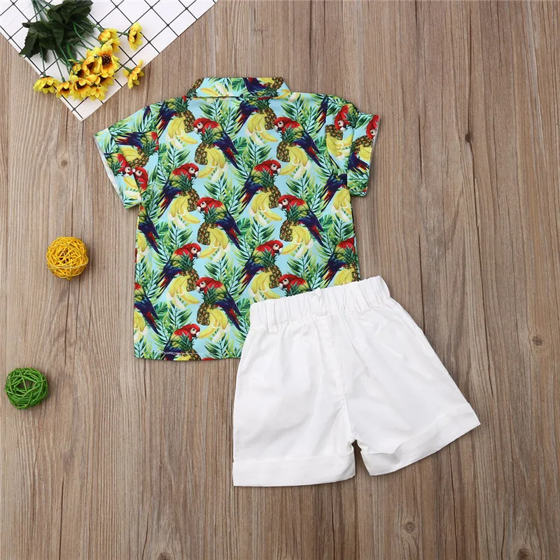Летние комплекты одежды для маленьких мальчиков повседневные пляжные футболки с