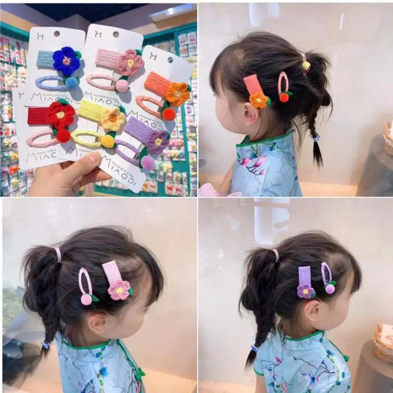 

12 Piece Children's Wool Flower Hair Pins Hair Clip Little Girl Plush Ball Bb Clip Baby Hair Accessories Hairpin Free Shipping