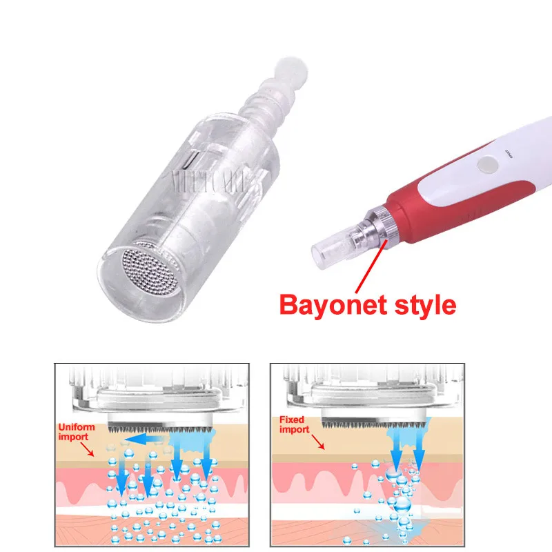 Electric Microneedle Rolling Pen Microneedling Bayonet Micro Needle Roller Cartridges Tattoo Removal Speckle Eyebag Nano Tips