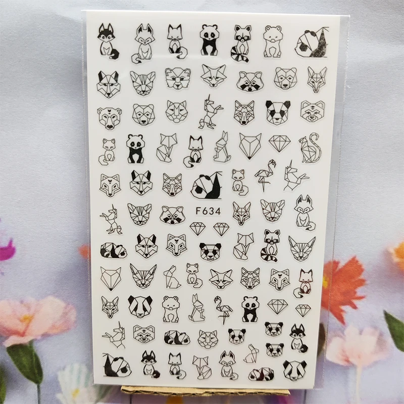 3D наклейки для ногтей весна-осень Мультяшные Животные Фламинго Геометрические