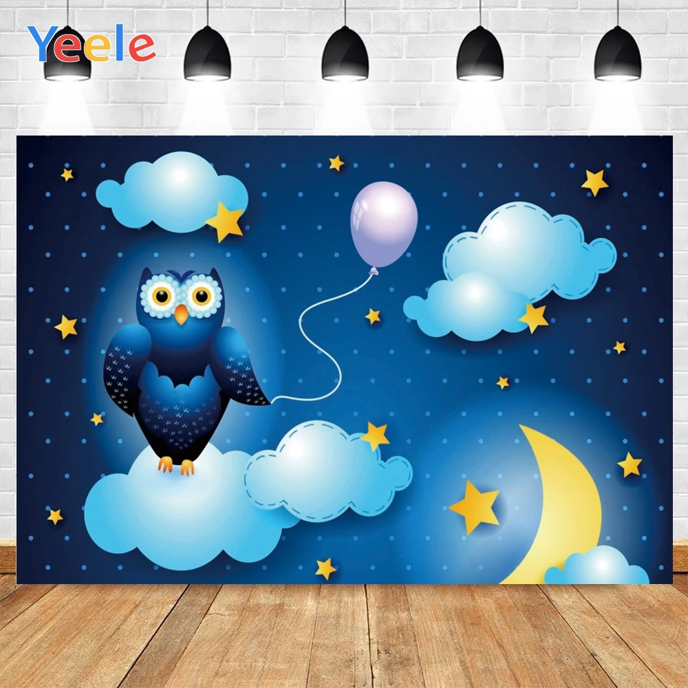 Фон для фотосъемки Yeele с изображением голубого ночного неба Совы белых облаков