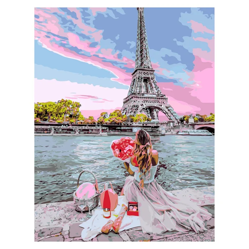 40*50cm Paris Railroad Diy Digital Painting By Number Kit For Adults Kids Wall Art Paintings Home Decoration | Дом и сад