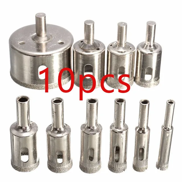 10Pcs Diamond Coated Hole Saw Drill Bit Set Tile Ceramic Marble Glass Drilling Bits Cutter woodworking tools сверла по металлу |