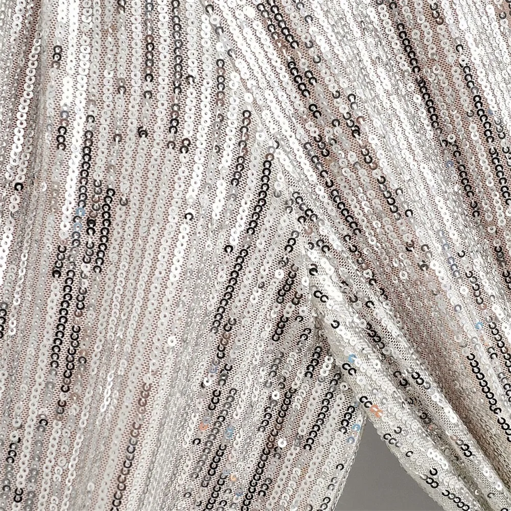 Женское короткое платье с V образным вырезом длинным рукавом и бусинами|Женские