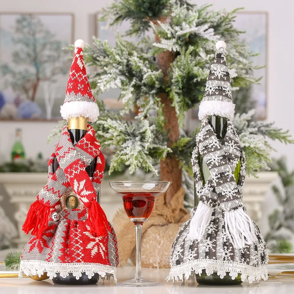 Рождественская винная бутылка с изображением снеговика и Санта украшения Xmas