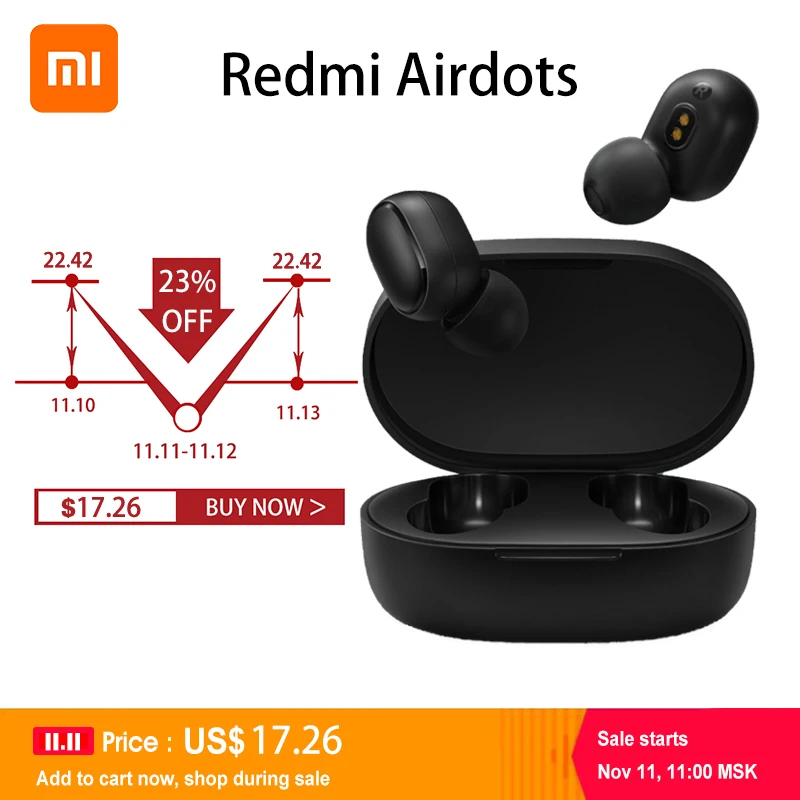 Xiaomi Redmi Airdots наушники вкладыши TWS с беспроводного Bluetooth (голубой зуб) наушника