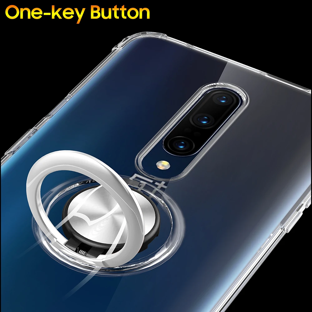 Для Oneplus 7 Pro прозрачный чехол TPU задняя крышка для Oneplus 7 Pro 6T полная задняя крышка чехол магнитный автомобильный держатель пресс-кольцо Capa