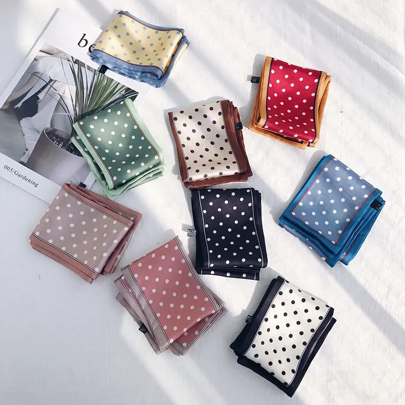

Ins Wild Hit Color Wind Retro Wave Dot Korean Version Small Narrow Scarf Female Long Strip Cute Ribbon Bag Decorative Belt B05