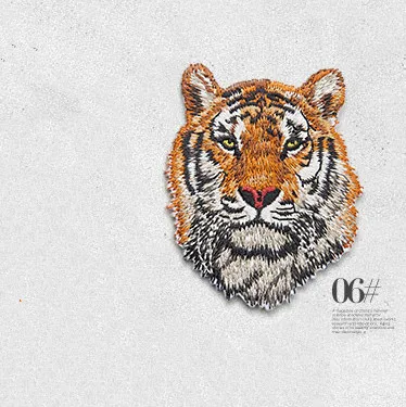 06 tiger Леопард Тигр Лев Волк Вышивка Железо на патчи для аппликация на одежду DIY шляпа пальто платье аксессуары тканевая наклейка животное - Цвет: 06 tiger